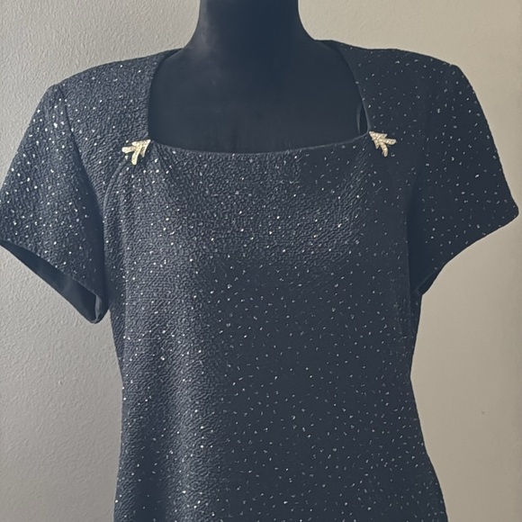 Jessica Howard embellished Black Dress Sparkling Details square neck dress Sz 16 - Picture 2 of 6